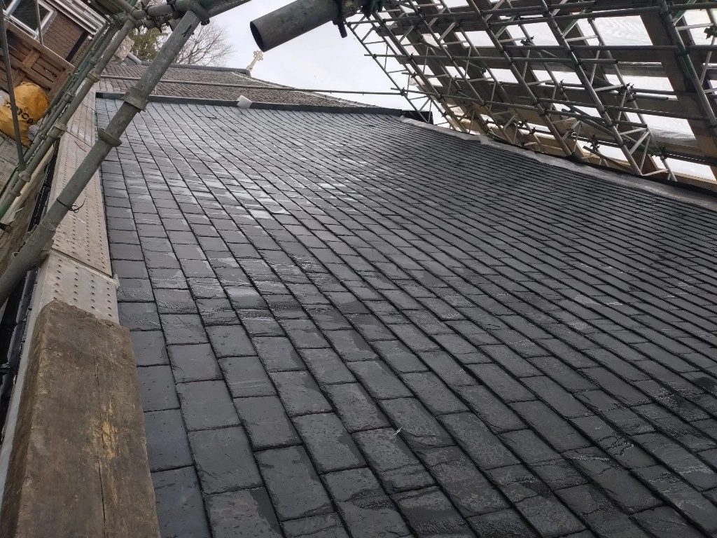 Slate roof from the scaffold